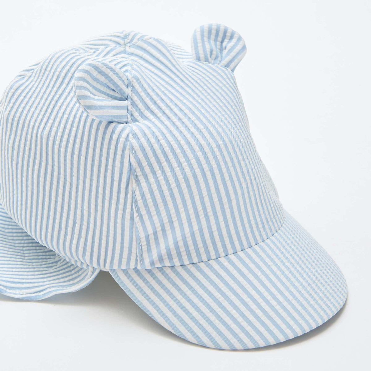Gorra a rayas con cubrenuca y orejas AZUL