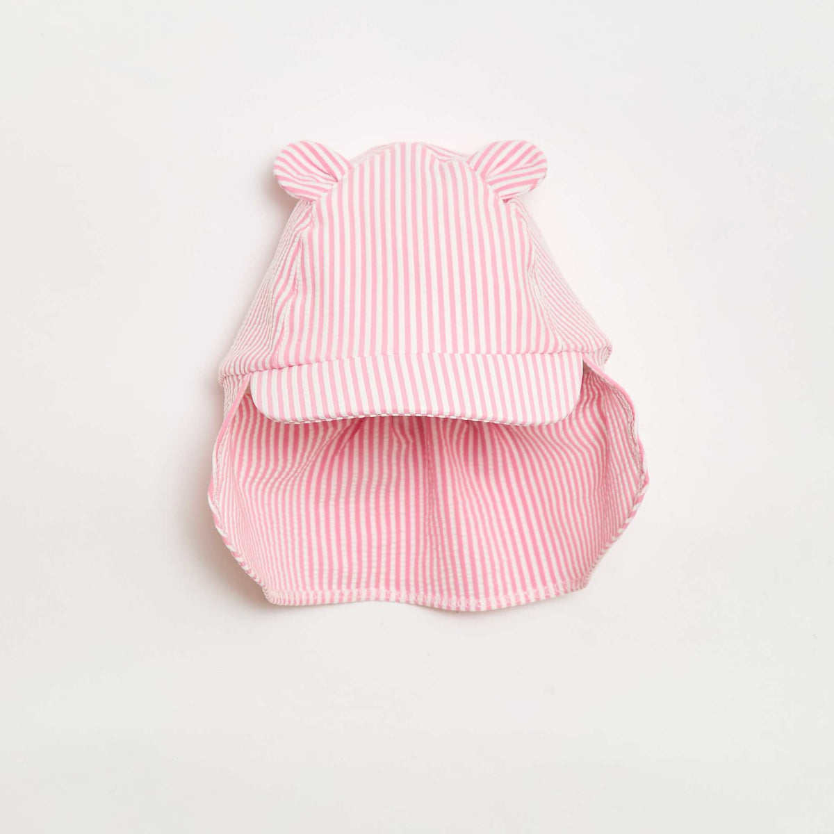 Gorra a rayas con cubrenuca y orejas ROSA