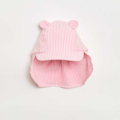 Gorra a rayas con cubrenuca y orejas ROSA