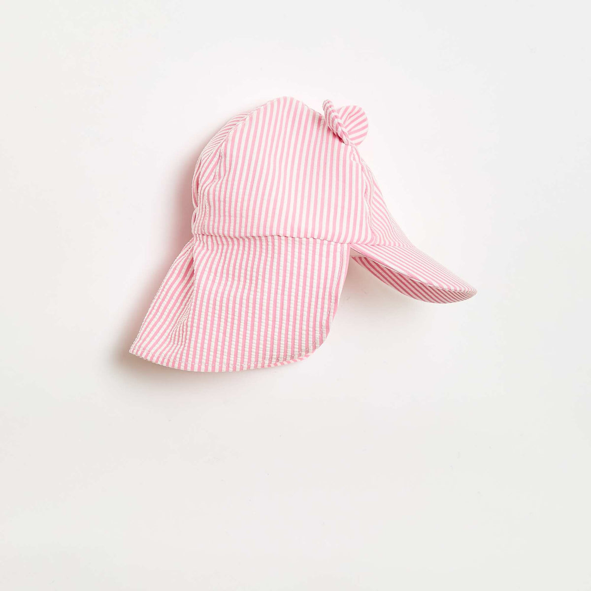 Gorra a rayas con cubrenuca y orejas ROSA