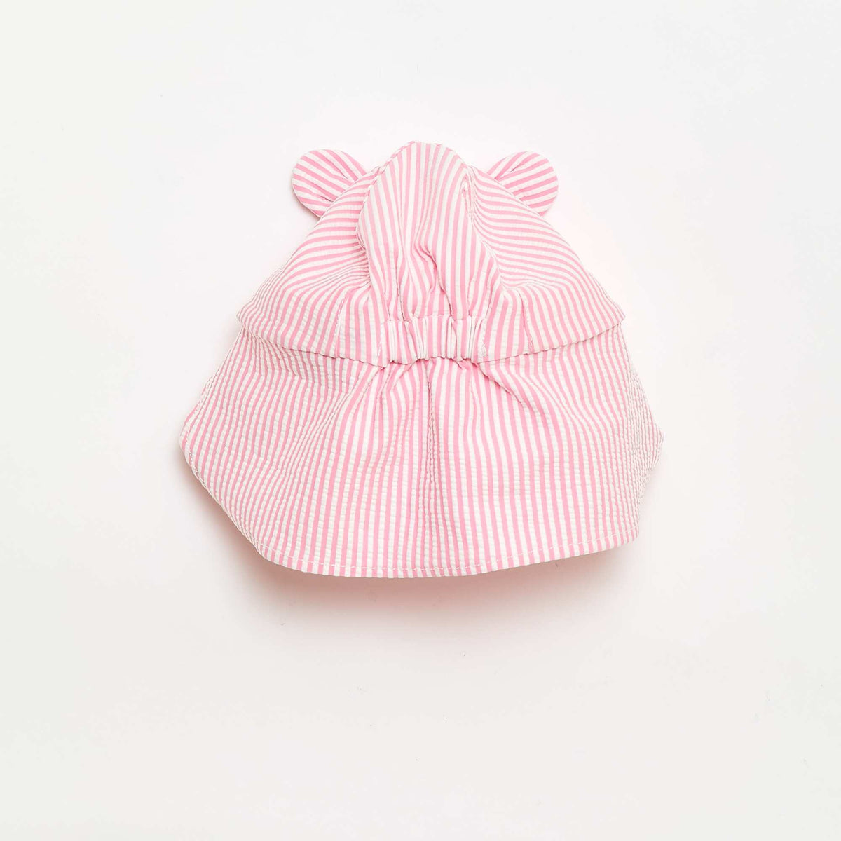 Gorra a rayas con cubrenuca y orejas ROSA