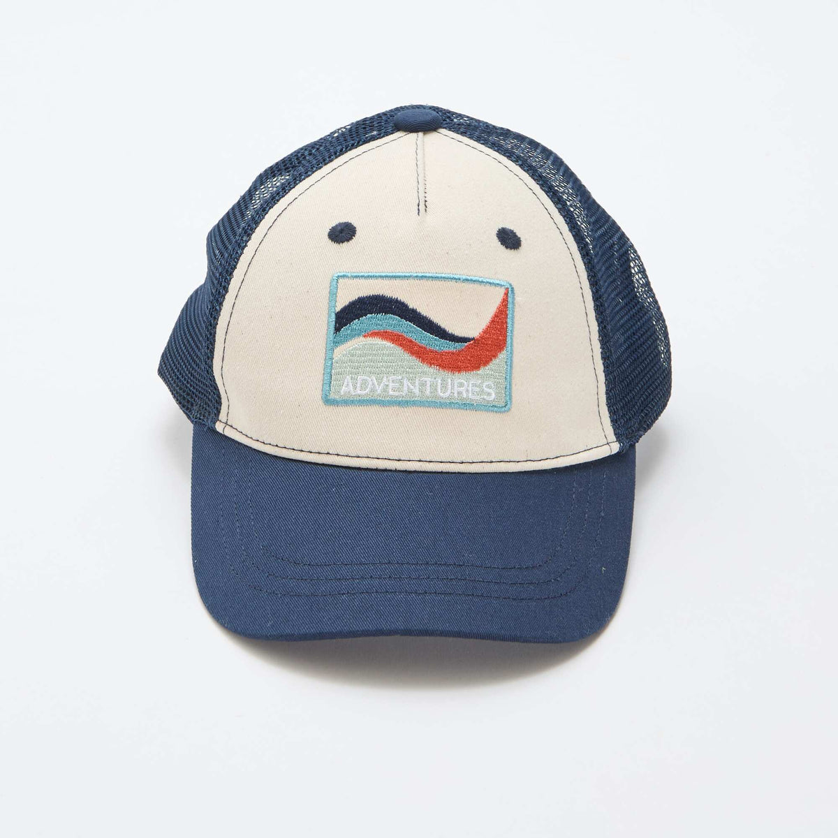 Gorra con rejilla + bordado delantero AZUL