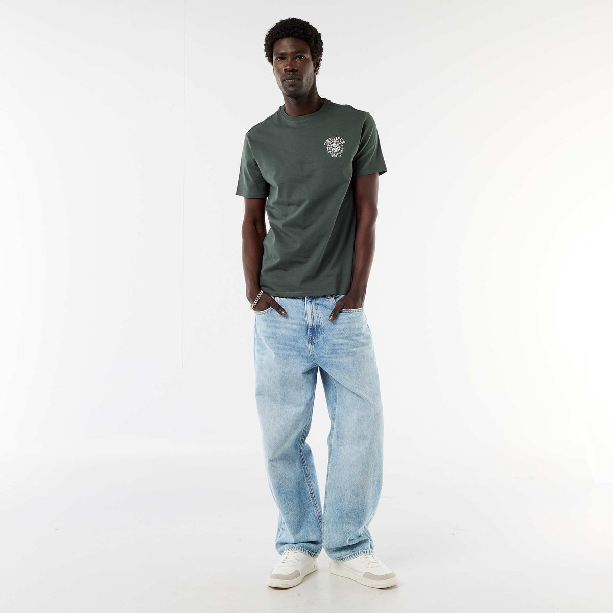 Camiseta 'One Piece' estampada por delante y por detrás VERDE
