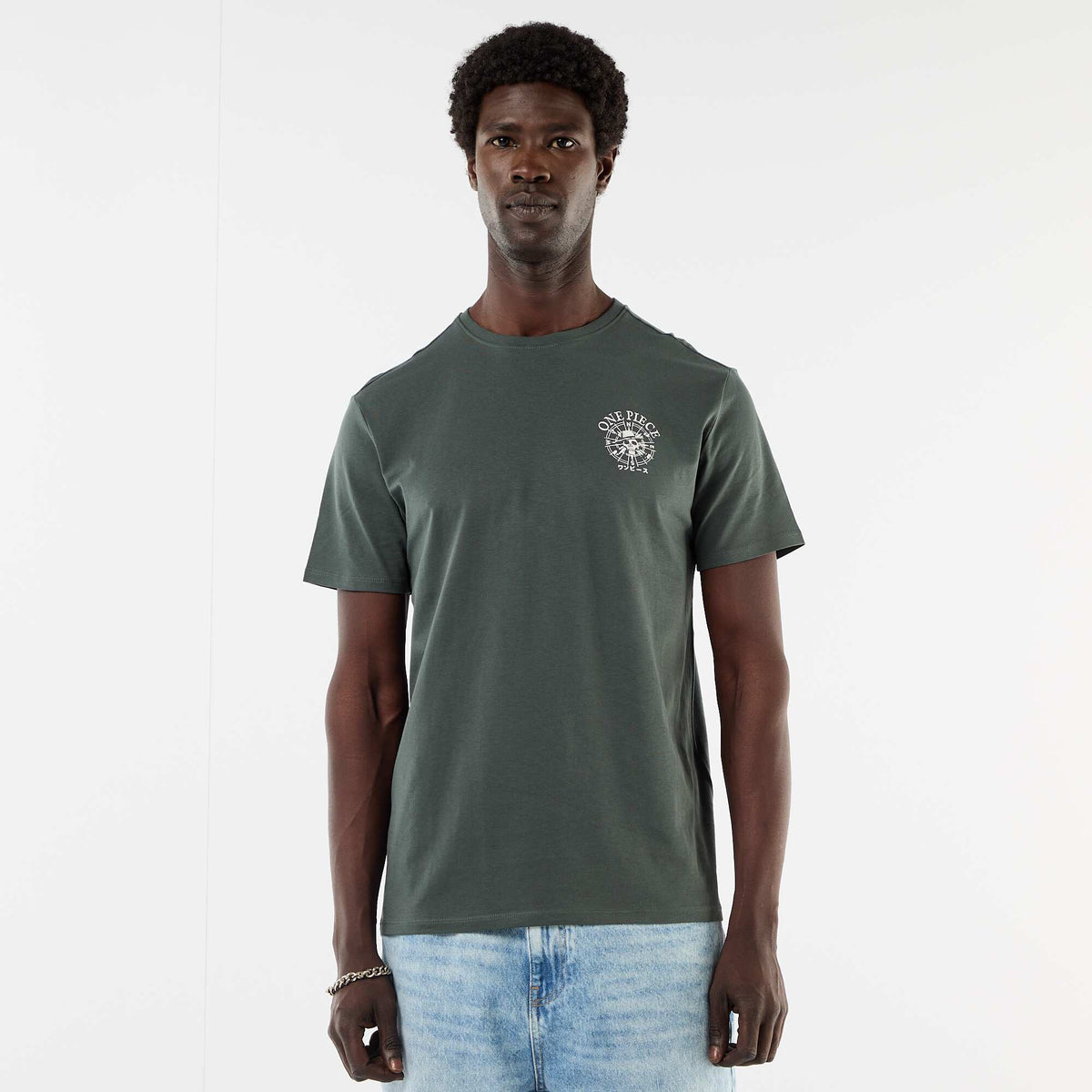 Camiseta 'One Piece' estampada por delante y por detrás VERDE