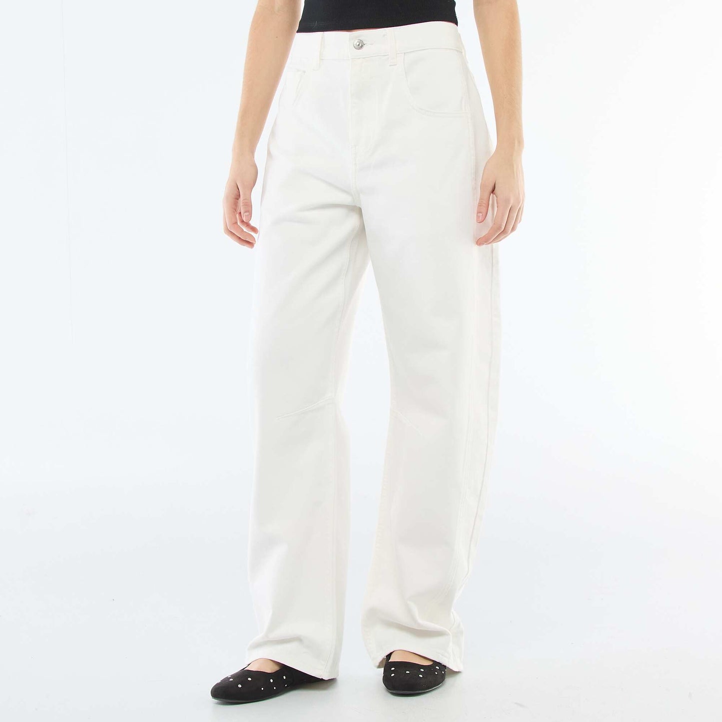 Pantalón jean corte globo BEIGE