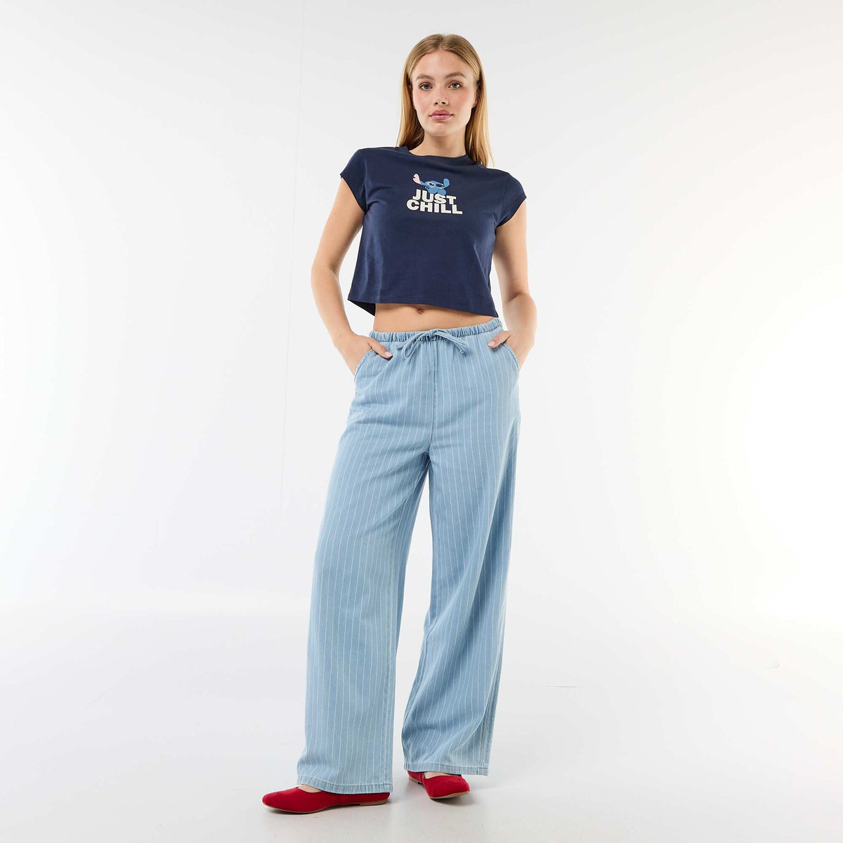 Camiseta 'Stitch' cropped 'Disney' AZUL