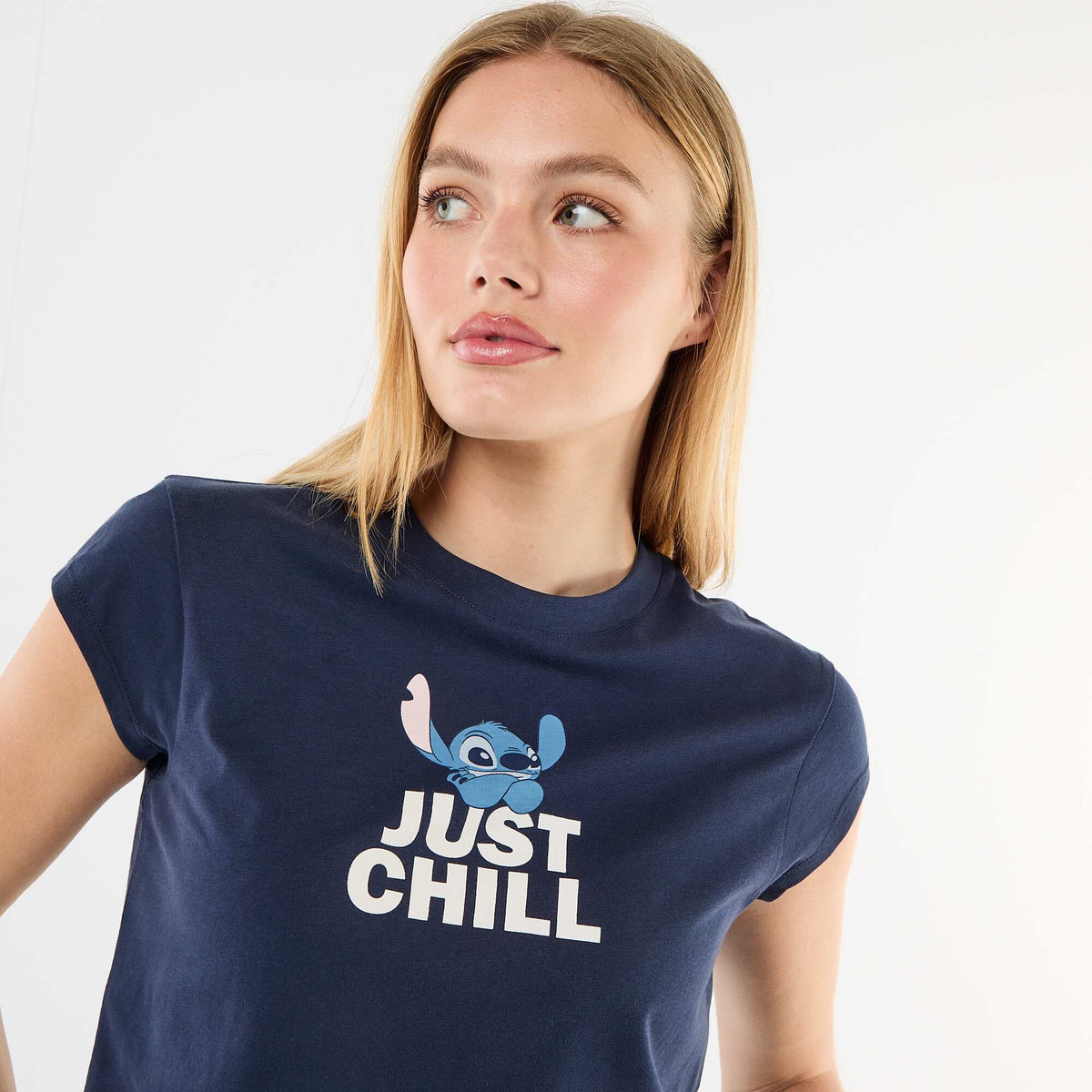 Camiseta 'Stitch' cropped 'Disney' AZUL
