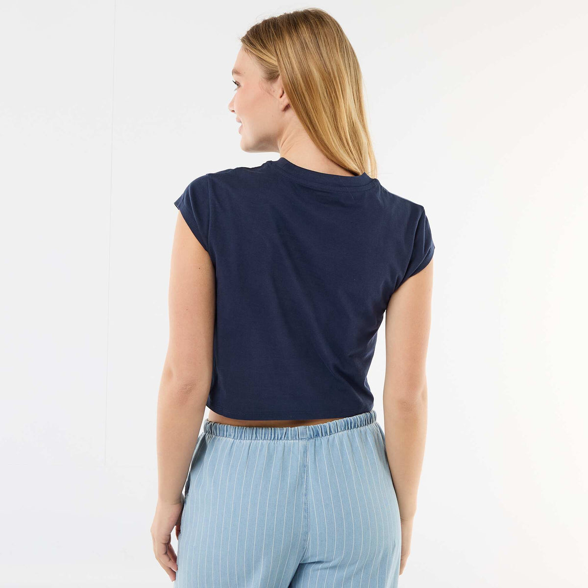 Camiseta 'Stitch' cropped 'Disney' AZUL