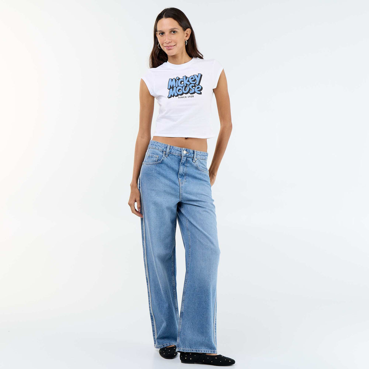 Camiseta 'Mickey' cropped BLANCO