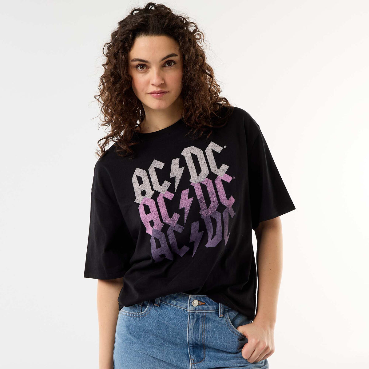 Camiseta 'AC/DC' de manga corta NEGRO