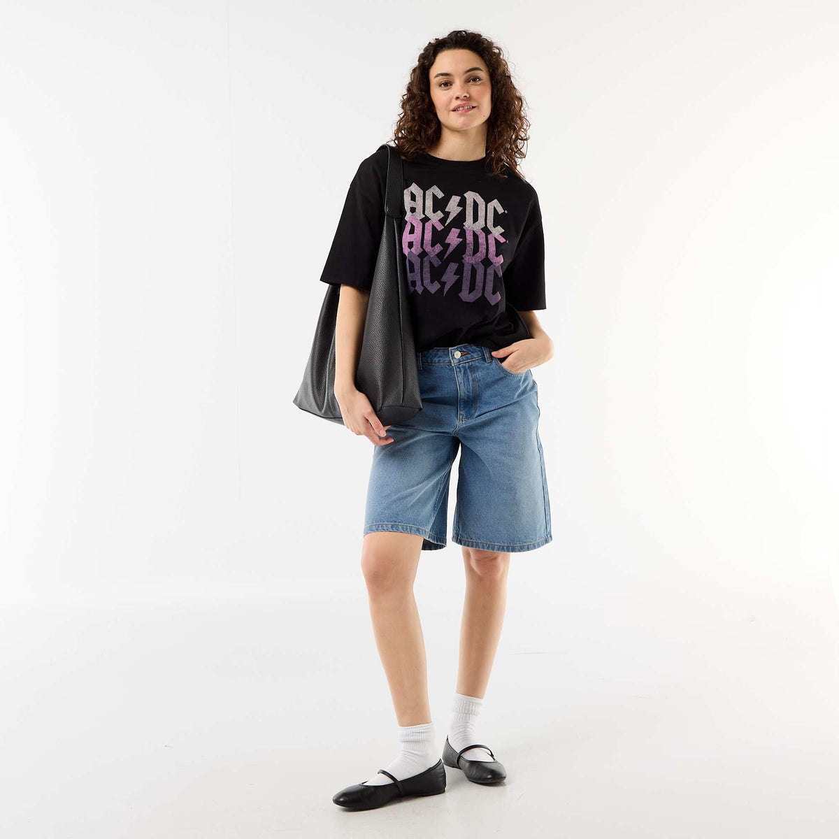 Camiseta 'AC/DC' de manga corta NEGRO