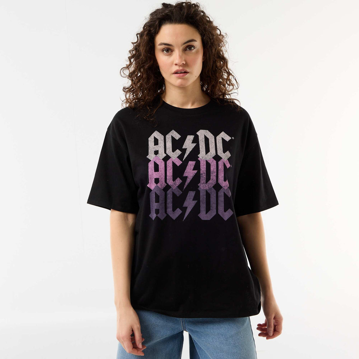 Camiseta 'AC/DC' de manga corta NEGRO