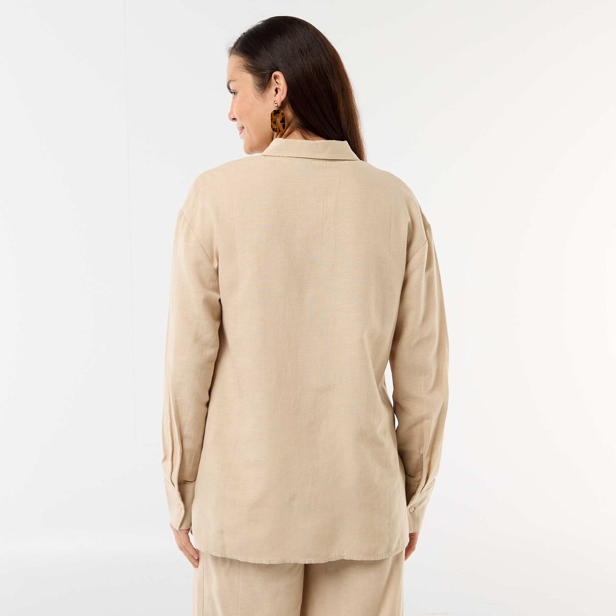 Camisa de maternidad de lino mezclado BEIGE