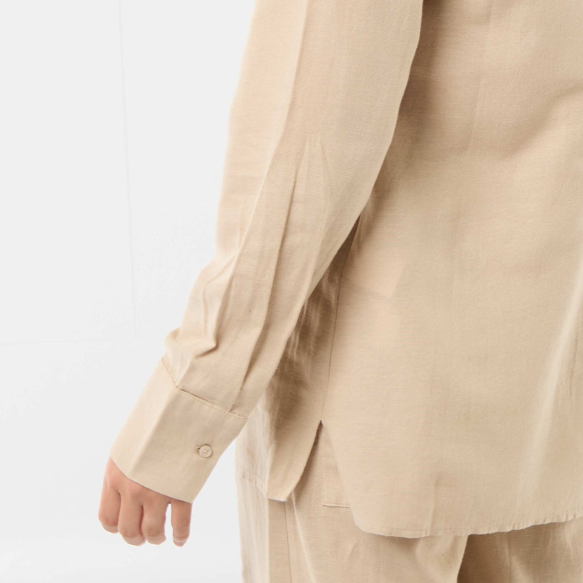 Camisa de maternidad de lino mezclado BEIGE