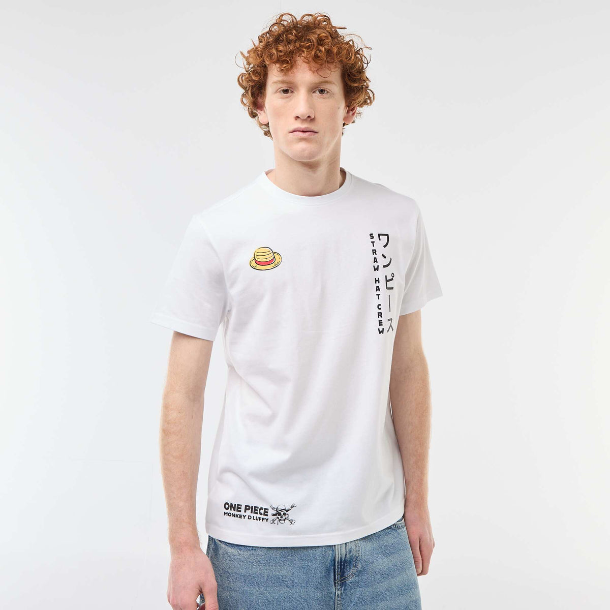 Camiseta 'One Piece' de algodón liso BLANCO