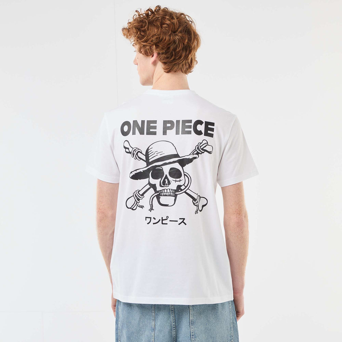 Camiseta 'One Piece' de algodón liso BLANCO