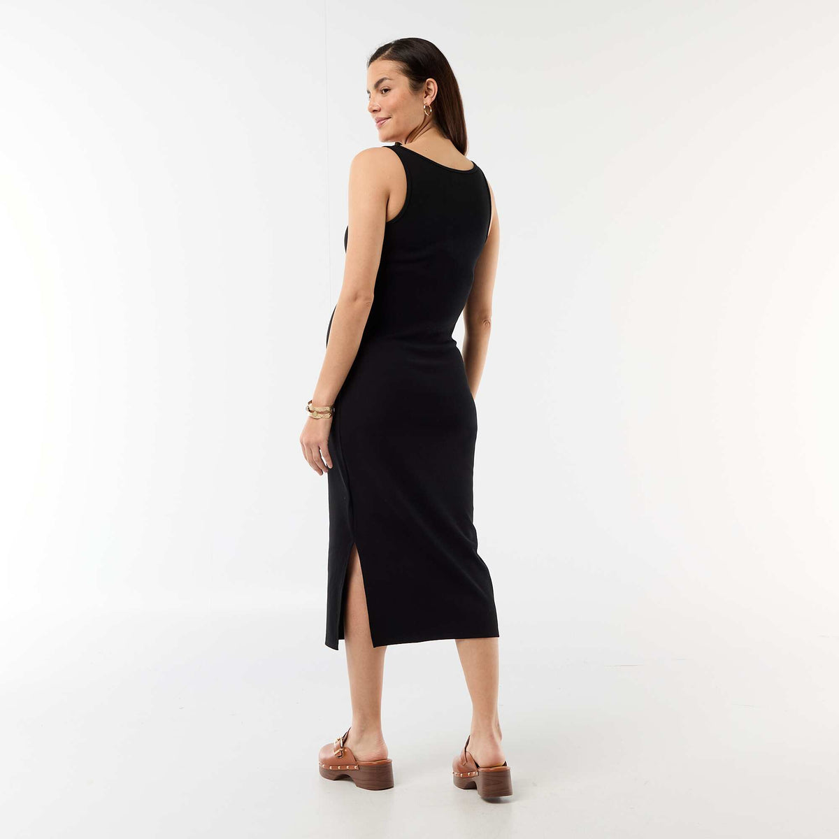 Vestido de maternidad de tirantes acanalado NEGRO