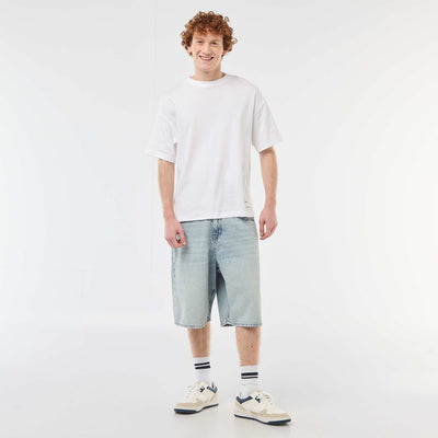 Bermuda denim baggy de algodón AZUL