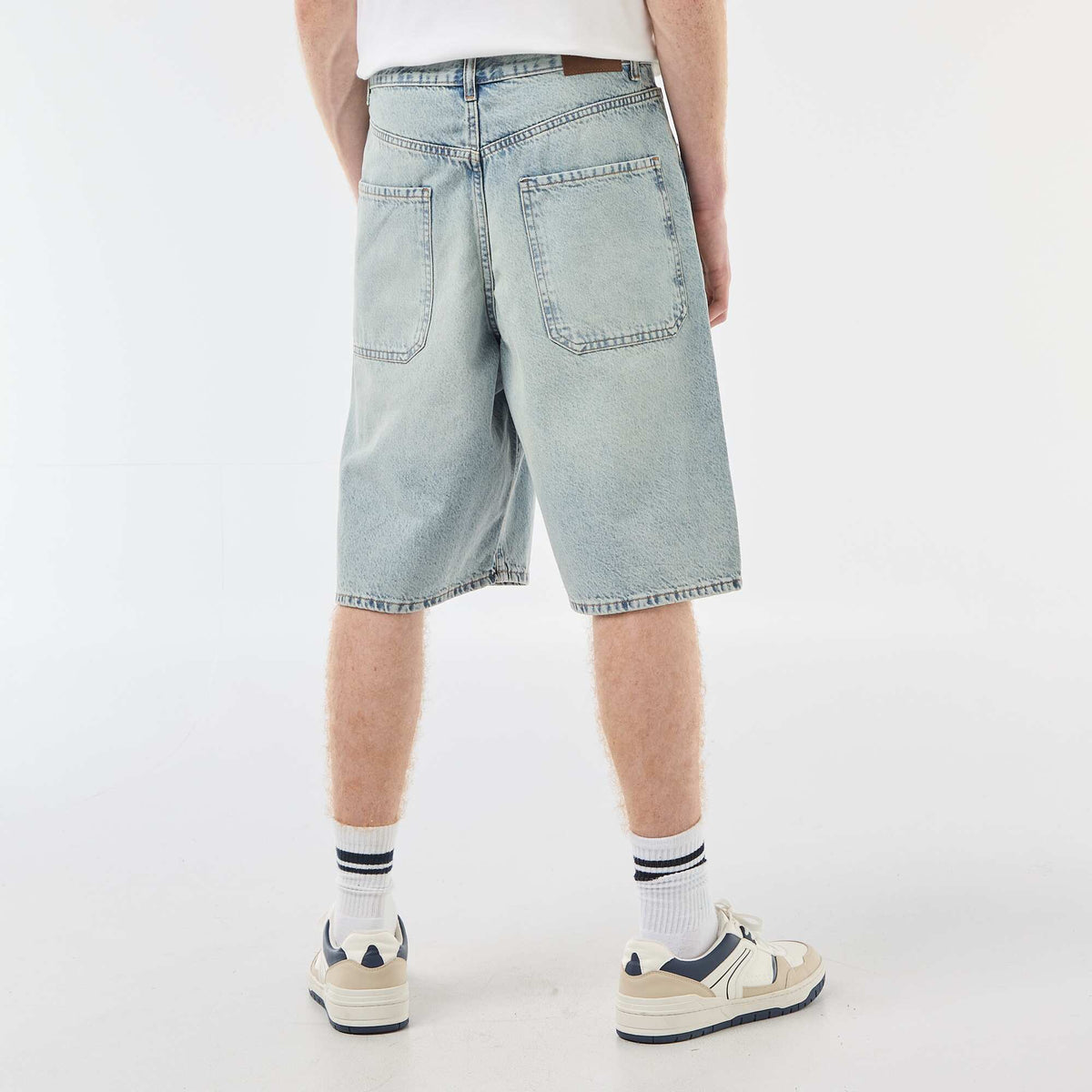 Bermuda denim baggy de algodón AZUL