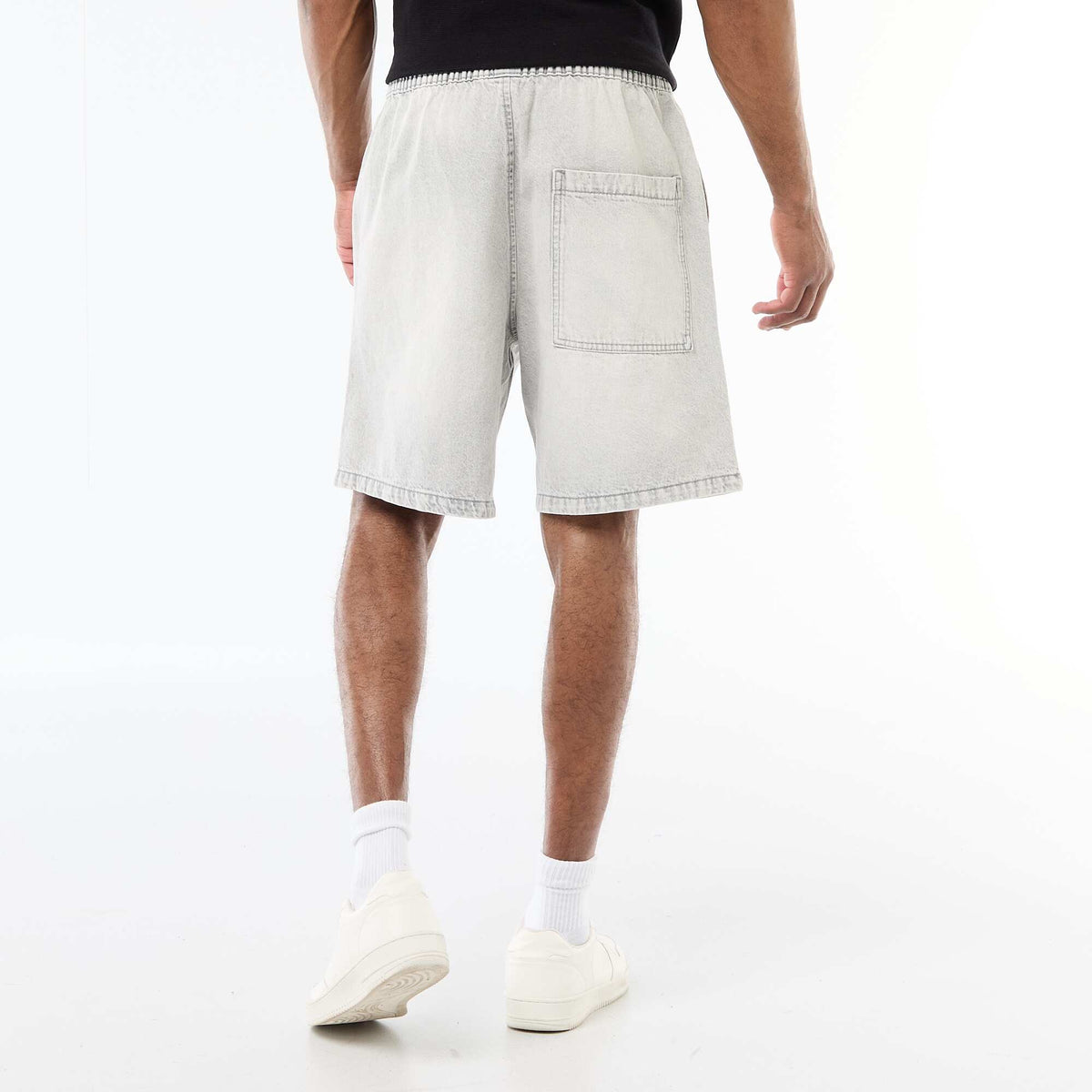 Bermuda jean con cintura elástica GRIS