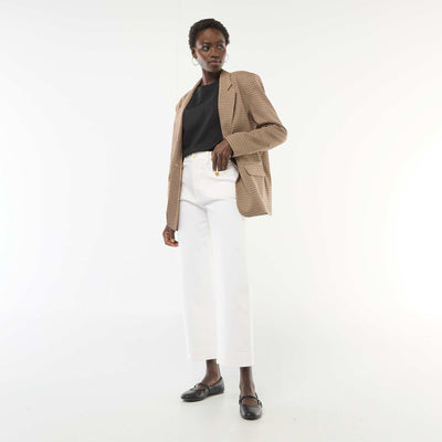Pantalón jean cropped con botones BLANCO
