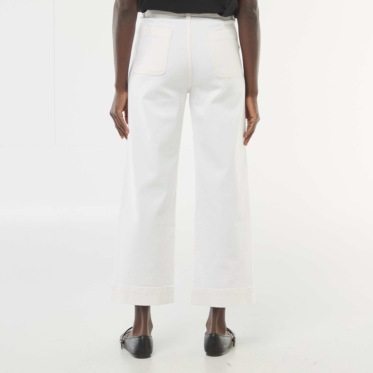 Pantalón jean cropped con botones BLANCO