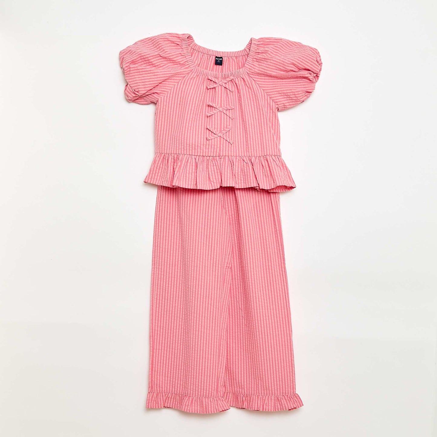 Conjunto top + pantalón con detalles de algodón ROSA