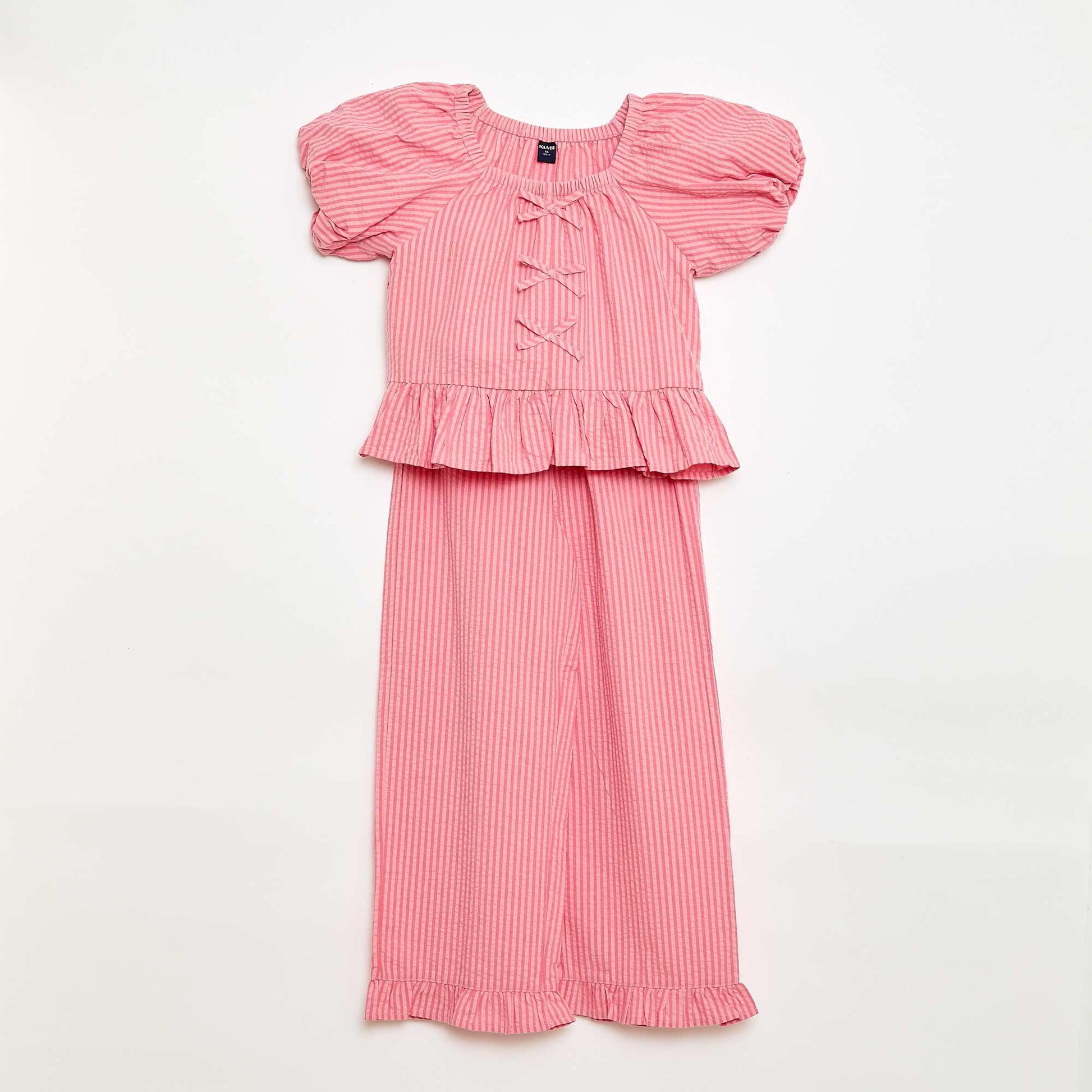 Conjunto top + pantalón con detalles de algodón ROSA