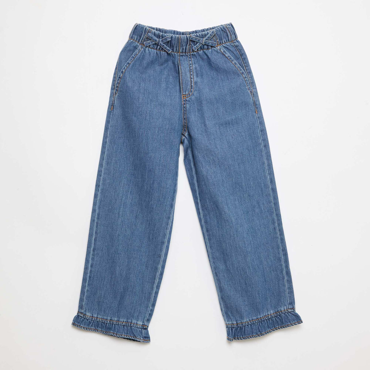 Pantalón fluido efecto jean AZUL OSCURO