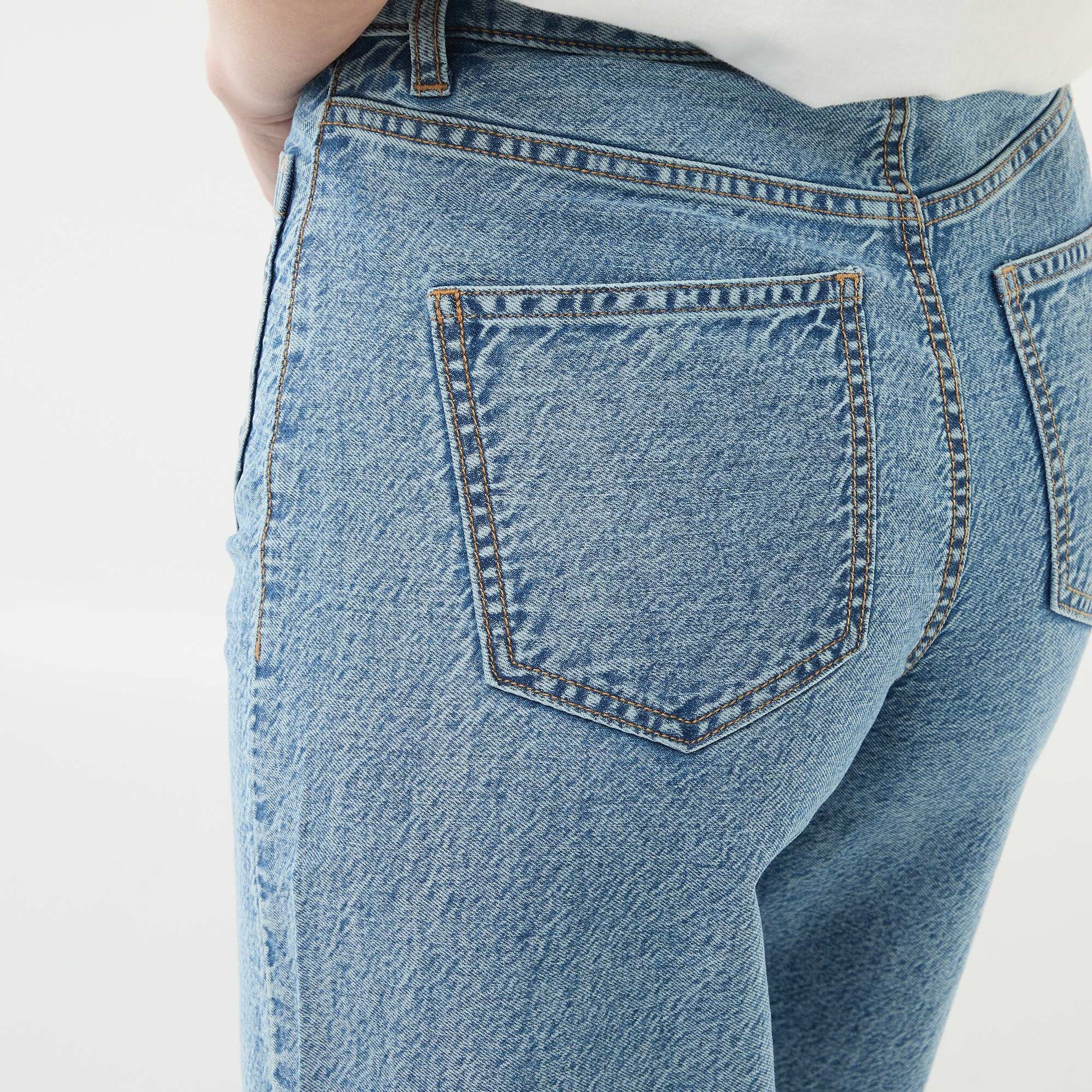 Pantalón wide leg con bolsillos de parche AZUL