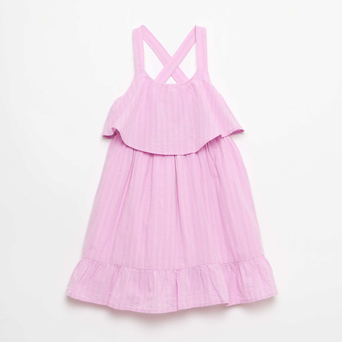 Vestido de tirantes cruzados + volantes  corte holgado PURPURA
