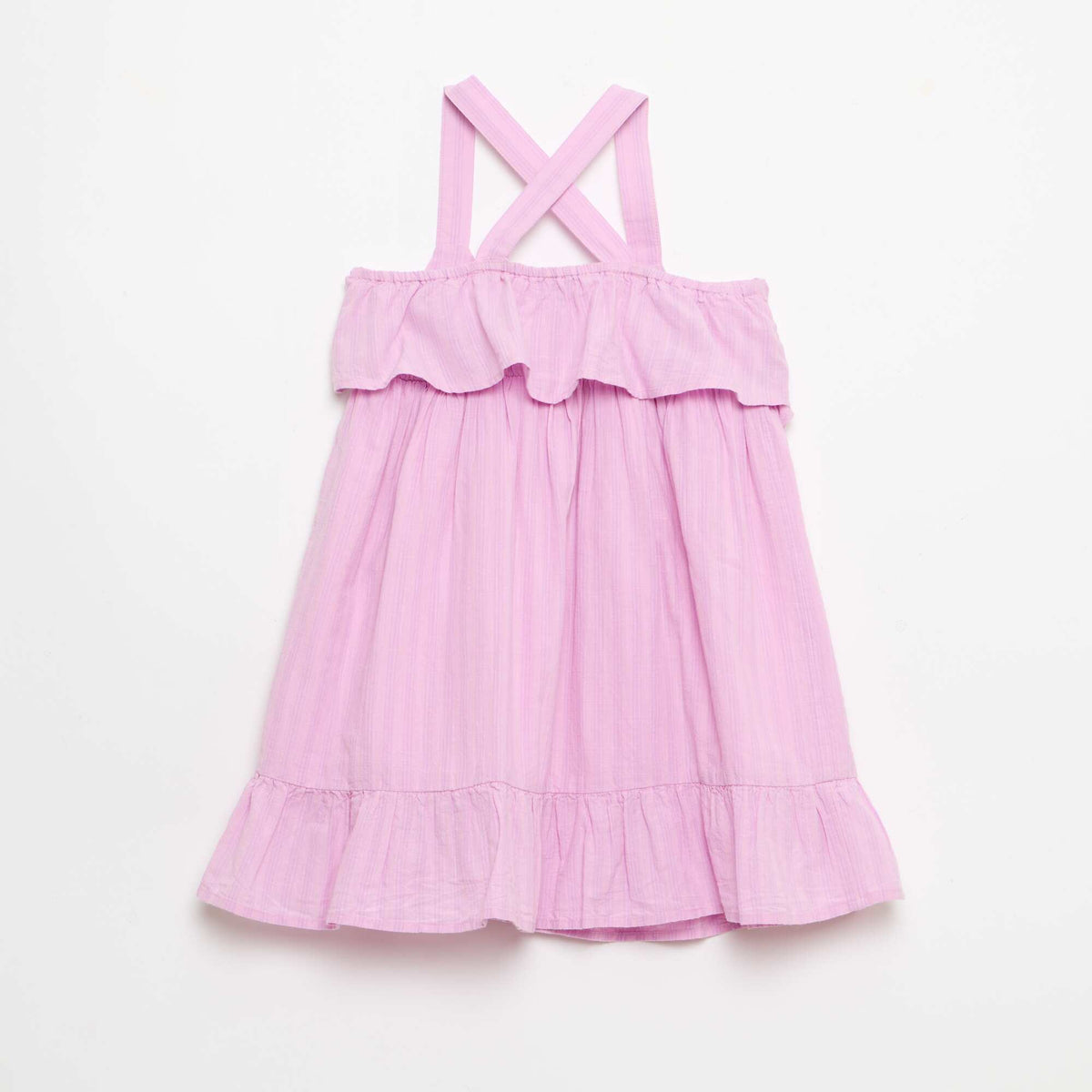 Vestido de tirantes cruzados + volantes  corte holgado PURPURA