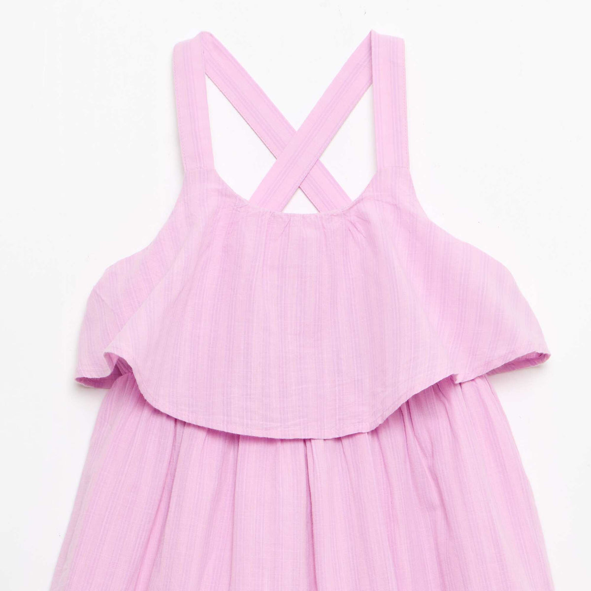 Vestido de tirantes cruzados + volantes  corte holgado PURPURA