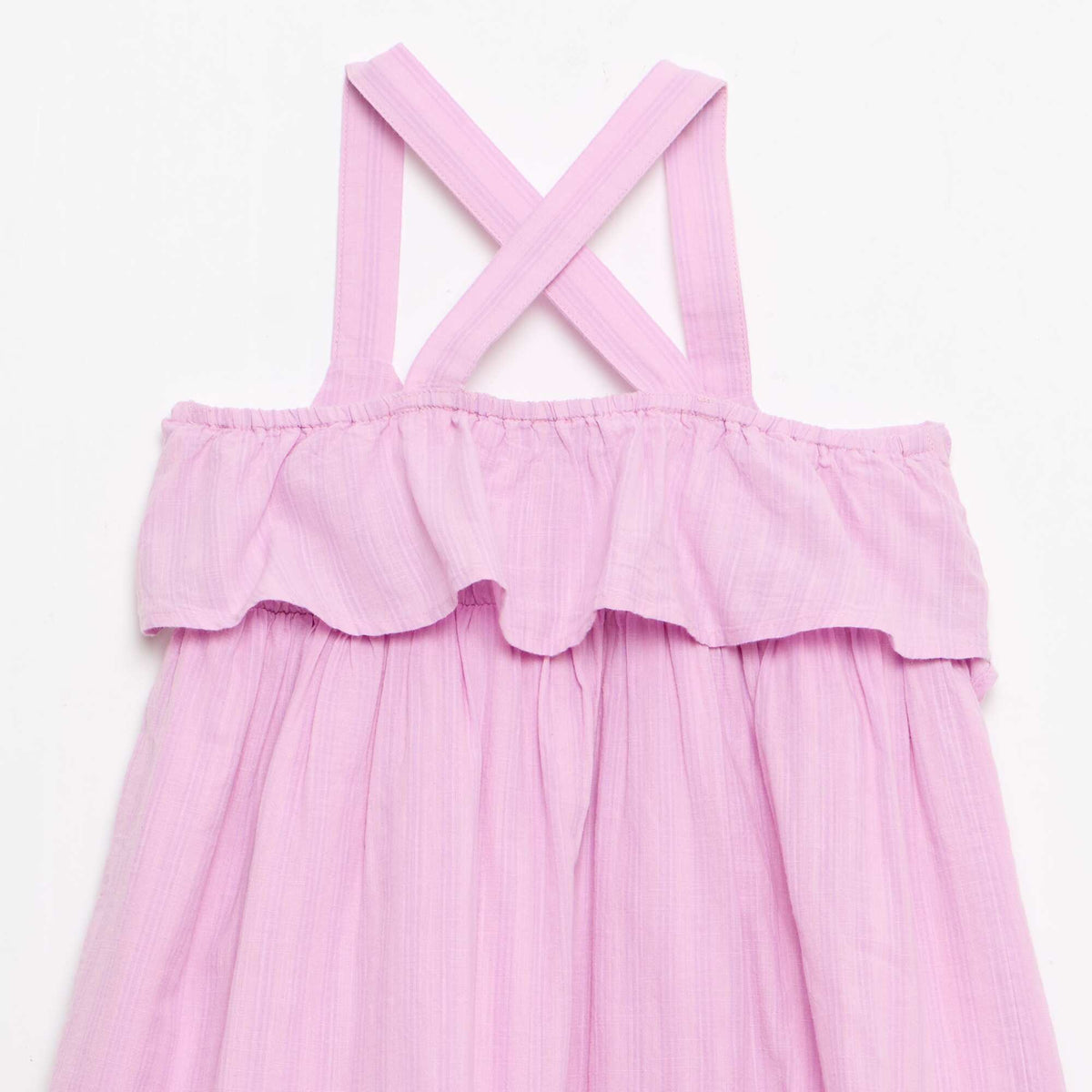 Vestido de tirantes cruzados + volantes  corte holgado PURPURA