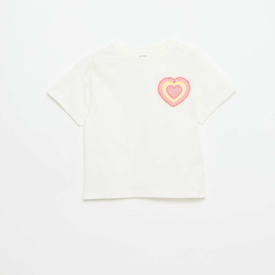 Camiseta con bordado en el pecho BLANCO