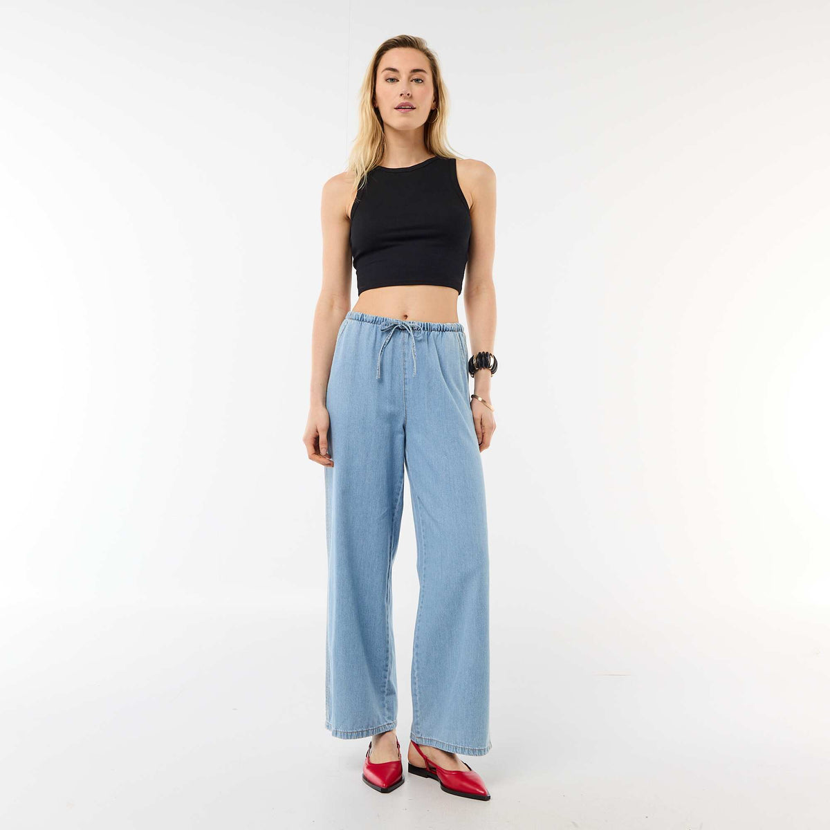 Pantalón jean ancho AZUL