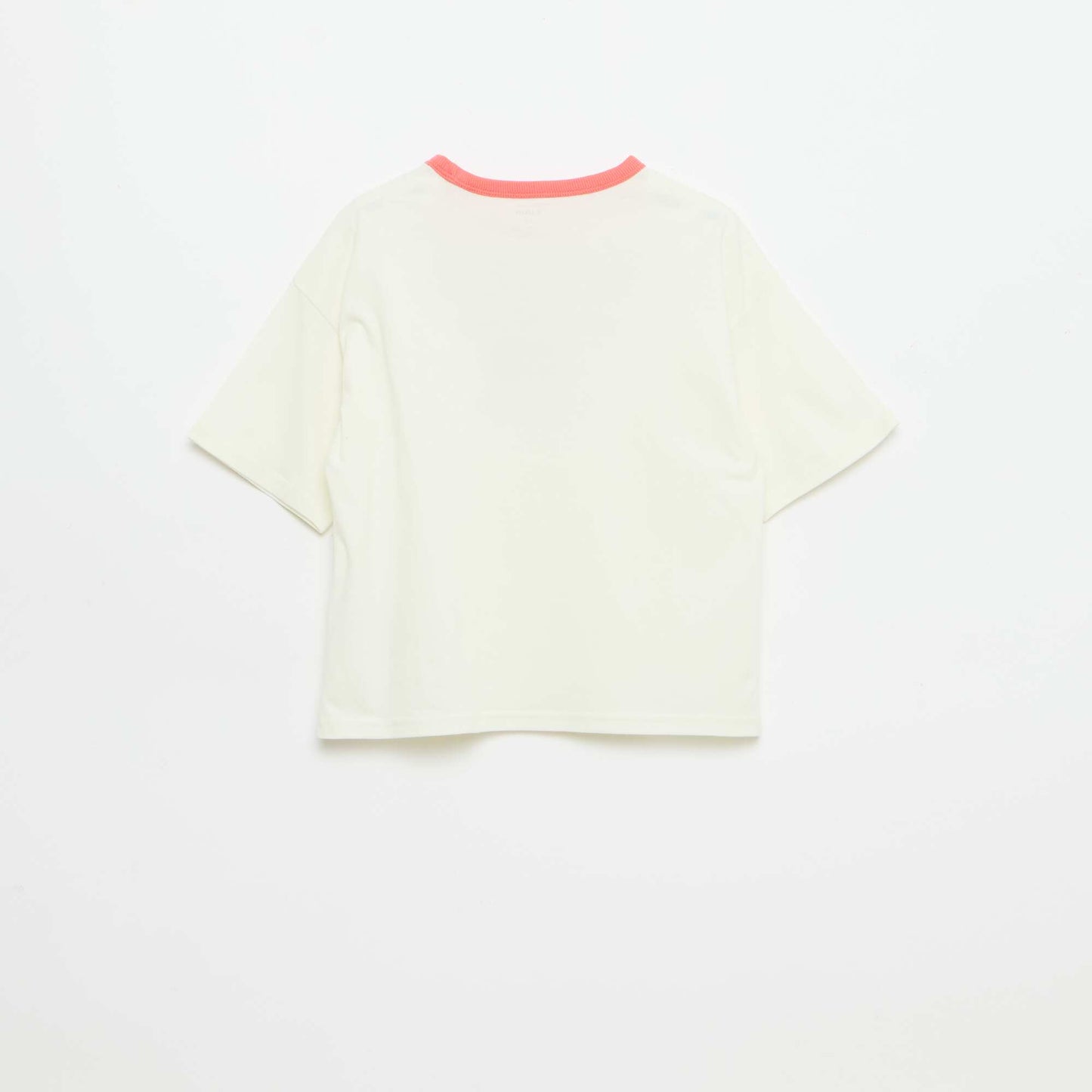 Camiseta estampada fantasía de manga corta con ribetes contrastantes BLANCO
