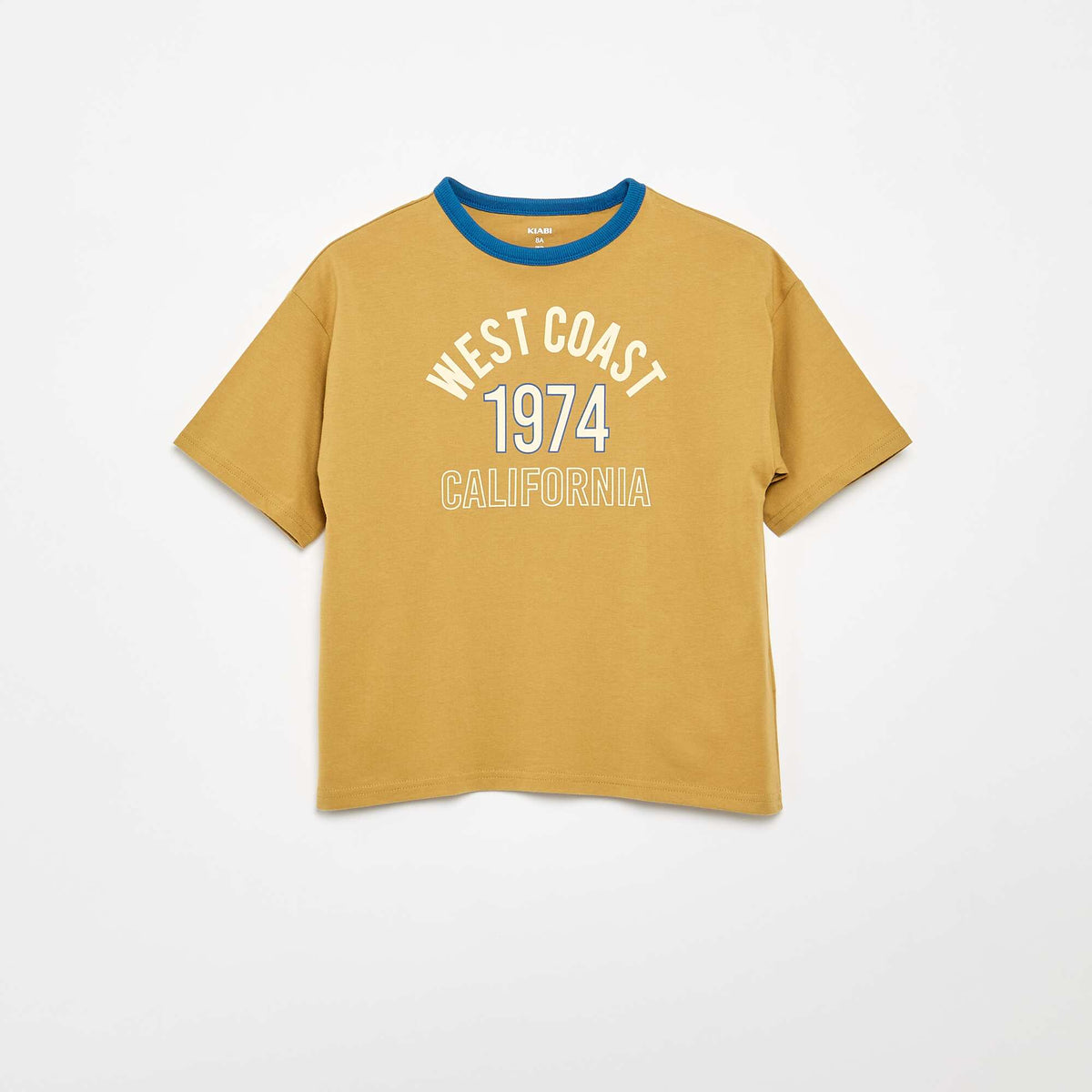 Camiseta estampada fantasía de manga corta con ribetes contrastantes KAKI