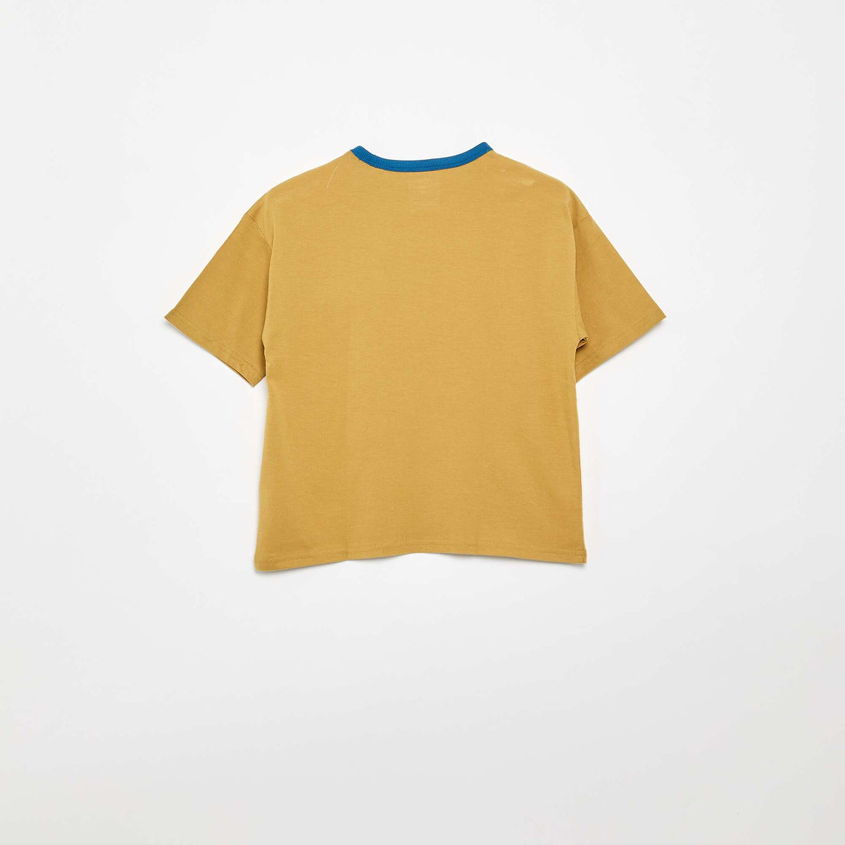 Camiseta estampada fantasía de manga corta con ribetes contrastantes KAKI