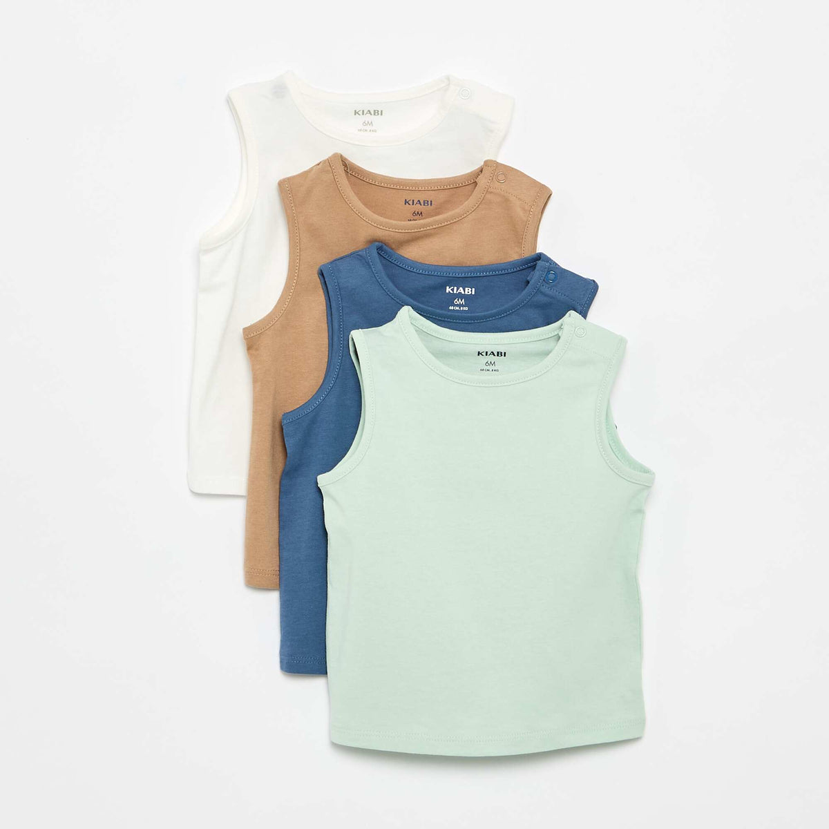 Pack de 4 camisetas sin mangas lisas BLANCO