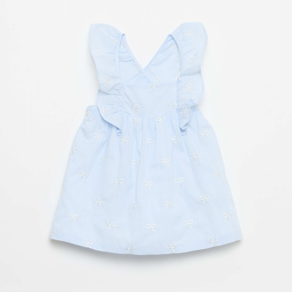 Vestido con tirantes con volantes y bordados AZUL