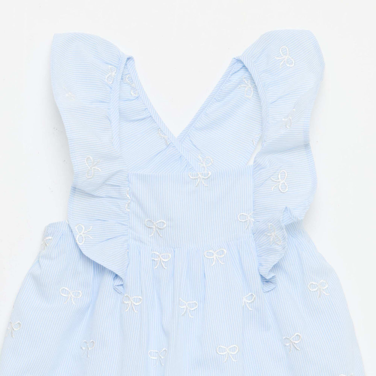 Vestido con tirantes con volantes y bordados AZUL