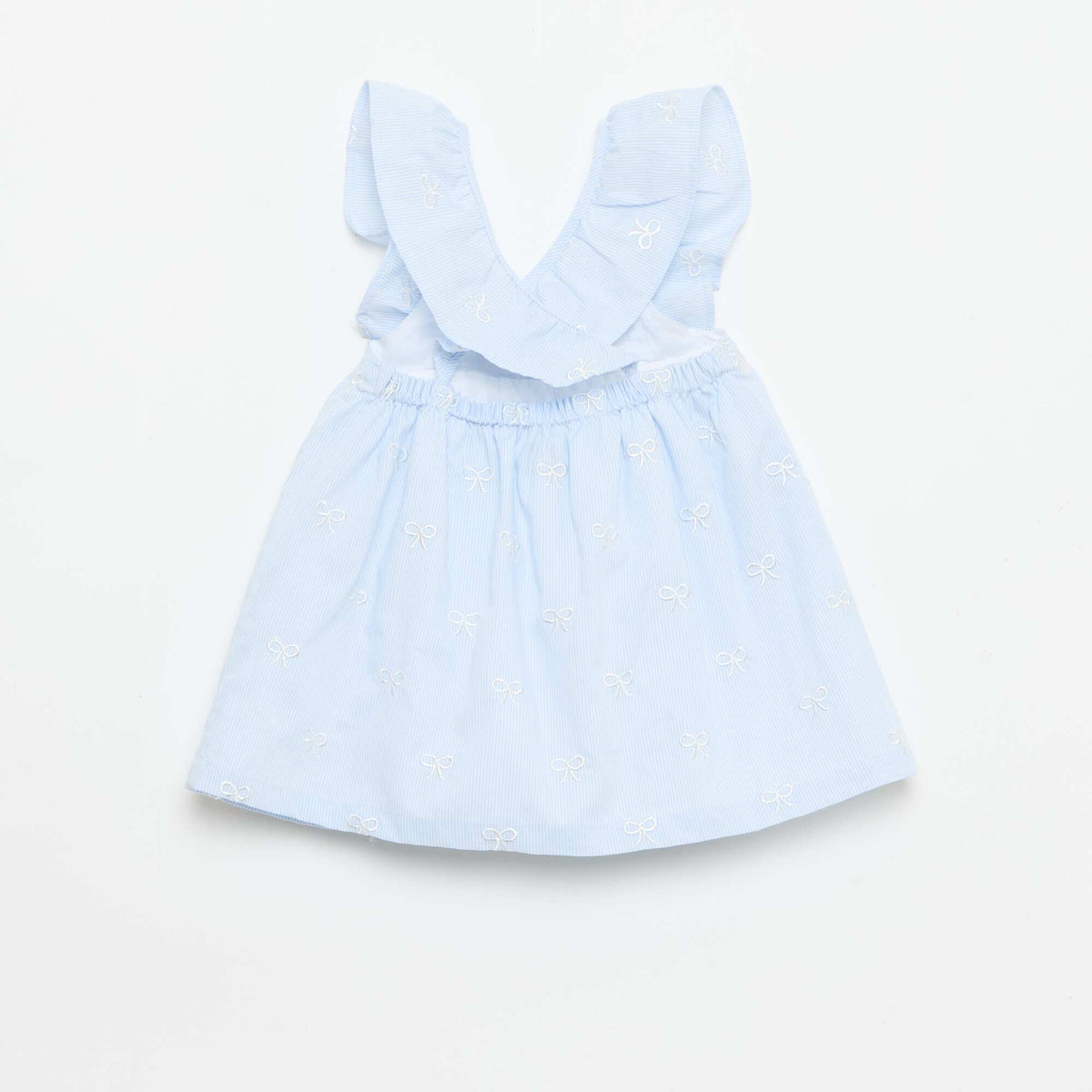 Vestido con tirantes con volantes y bordados AZUL