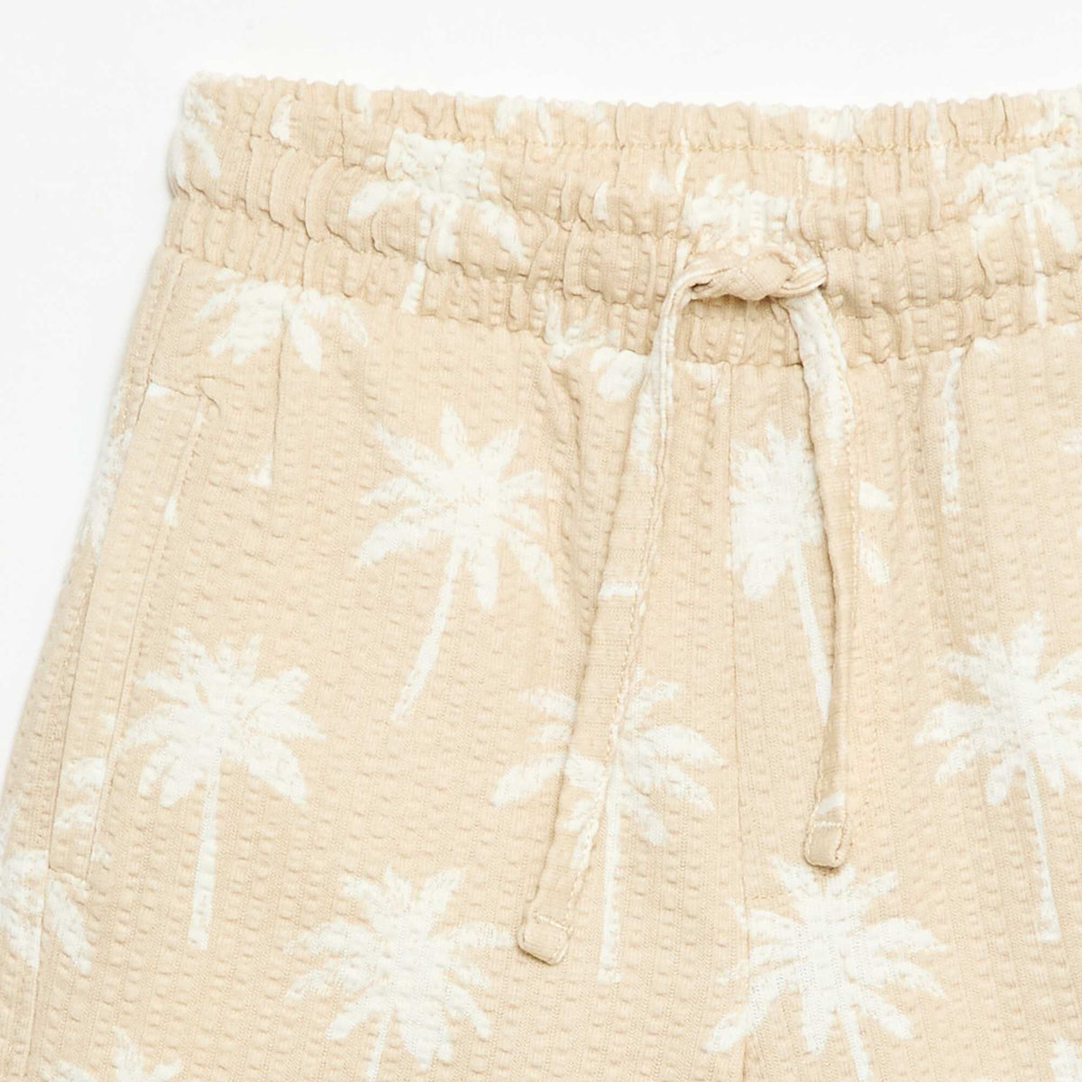 Bermuda bicolor con cintura elástica en algodón BEIGE