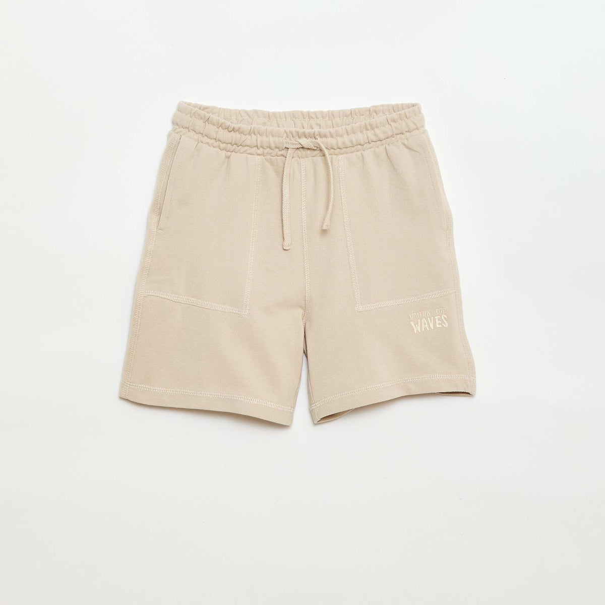 Conjunto de camiseta y pantalón corto de piqué de algodón BEIGE