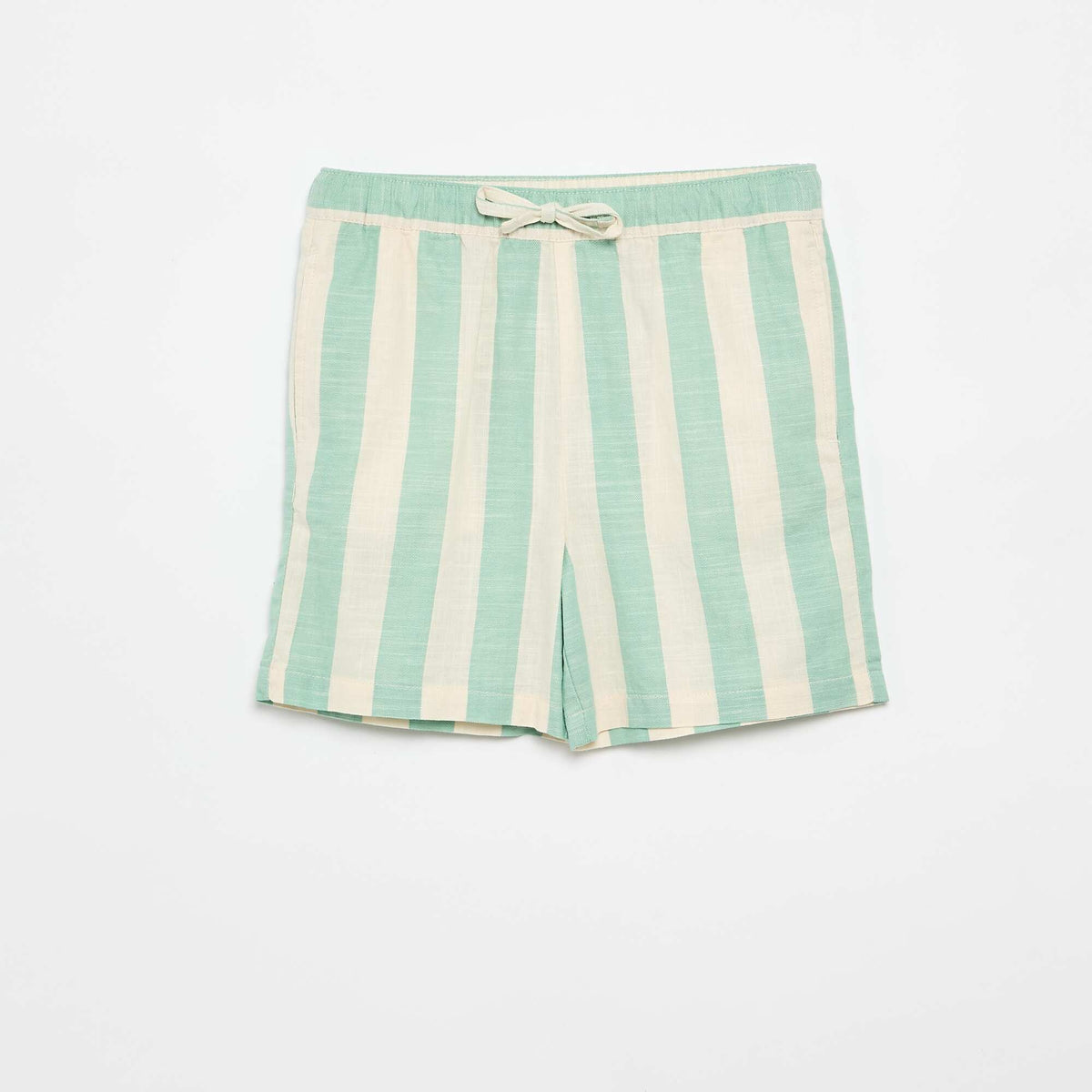 Pantalón corto de rayas y cintura elástica VERDE