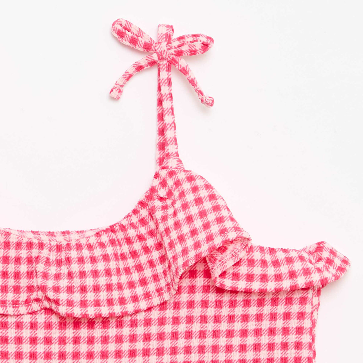 Conjunto de cuadros vichy: Pantalón corto + camiseta de tirantes - 2 piezas ROSA