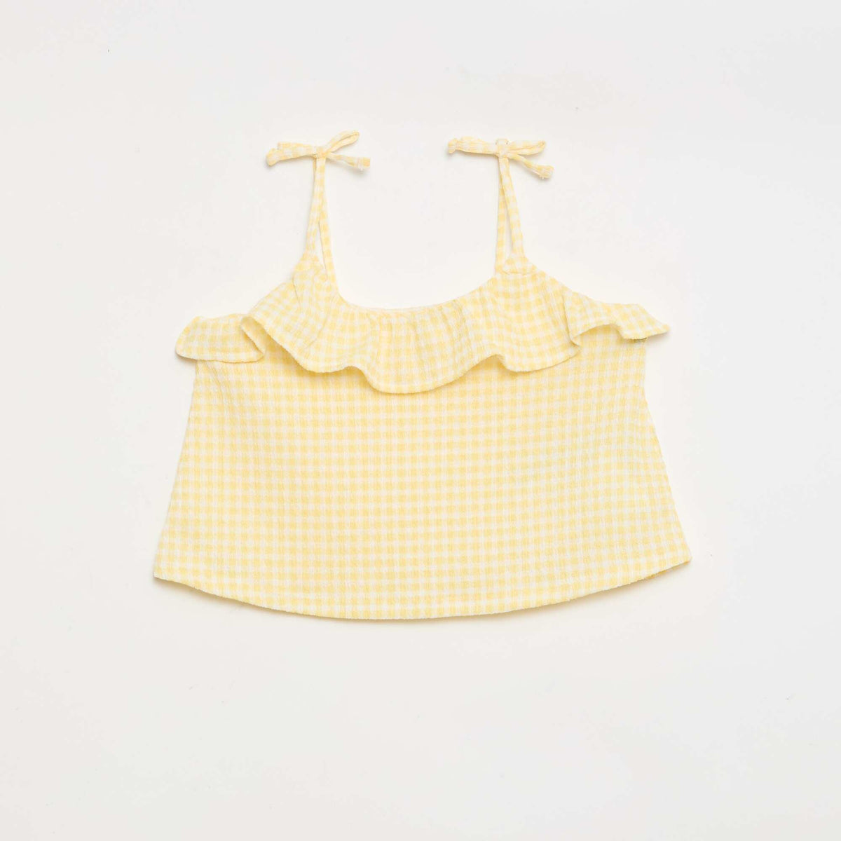 Conjunto de cuadros vichy: Pantalón corto + camiseta de tirantes - 2 piezas AMARILLO