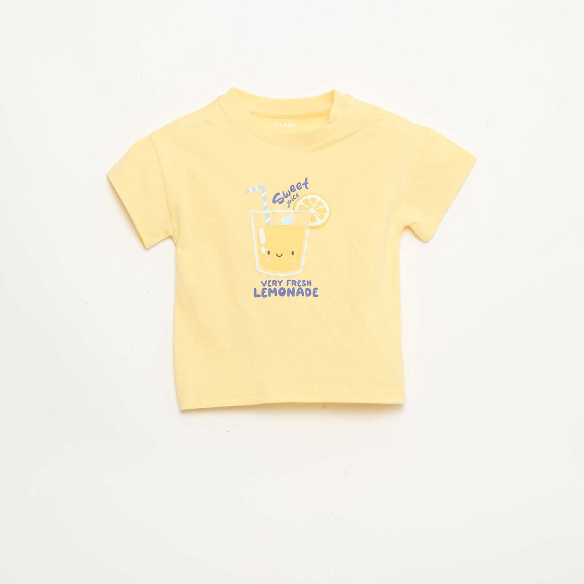 Camiseta de algodón con bordado en el pecho AMARILLO