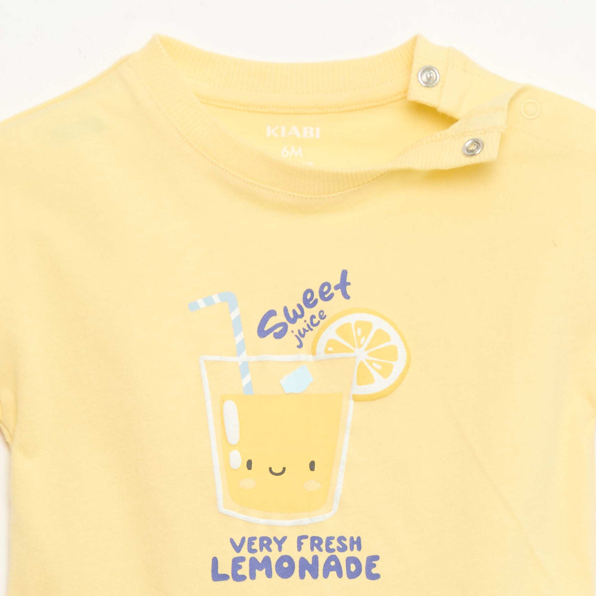 Camiseta de algodón con bordado en el pecho AMARILLO